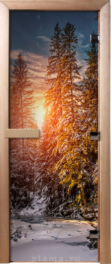 Дверь для бани и сауны Банные штучки 32687 Зимний лес 190х70
