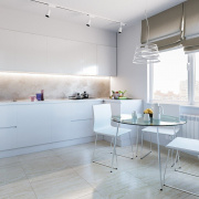 Кухня в стиле техно, оформленная в белых тонах