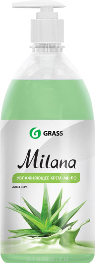 Жидкое мыло Grass Milana крем-мыло с дозатором, алое вера, 1 л