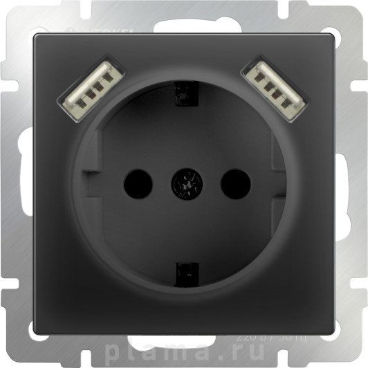 Черный матовый WL08-SKGS-USBx2-IP20
