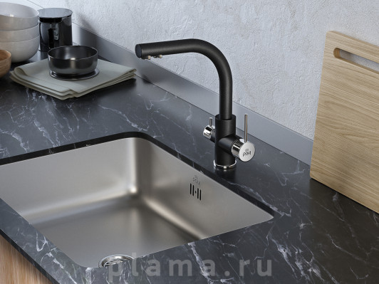 Смеситель Paulmark Essen Es213011-418 для кухонной мойки, черный металлик plama.ru