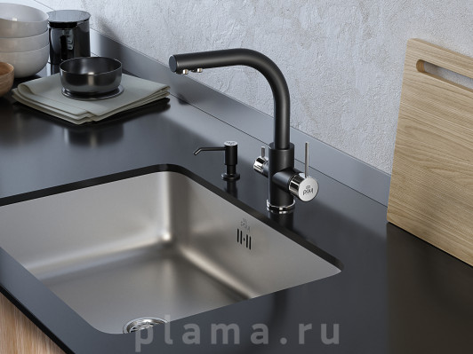 Смеситель Paulmark Essen Es213011-401 для кухонной мойки, антрацит plama.ru