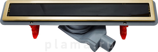 Душевой лоток Pestan Confluo Premium Gold Black Glass Line 550 черное стекло/позолоченная сталь