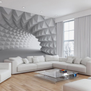 3D-обои для гостиной, создающие визуальное удлинение комнаты