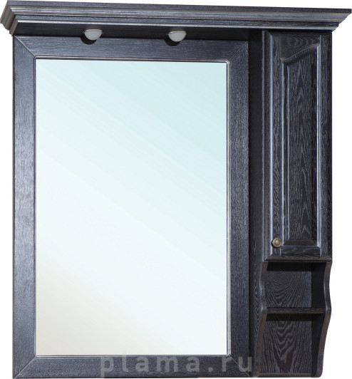 Зеркало-шкаф Bellezza Рим 110 R черное патина серебро