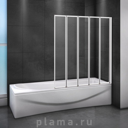 Шторка на ванну Cezares Relax V-5-120/140-C-Bi стекло прозрачное
