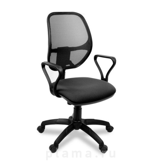 Офисное кресло Mirey Марс Марс Самба комфорт, сетка черный, ткань серый В-1
