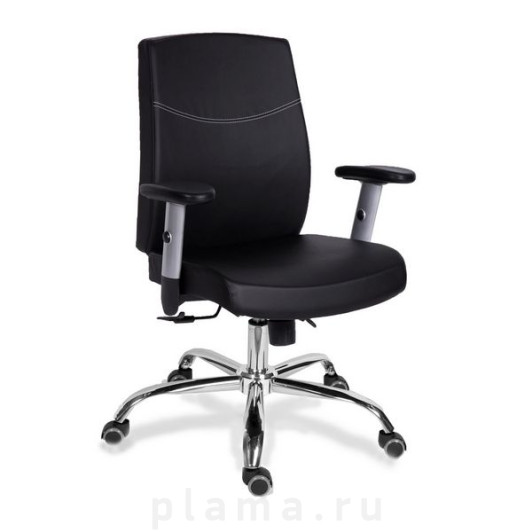 Офисное кресло Mirey МГ-19 МГ-19 RSJ ХРОМ - экокожа черная