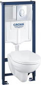 Комплект Grohe Solido 39192000 подвесной унитаз + инсталляция + кнопка (уценка: скол)