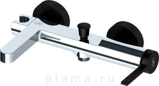 Смеситель GPD Gildo MBB165-K-S для ванны с душем, хром, черный plama.ru